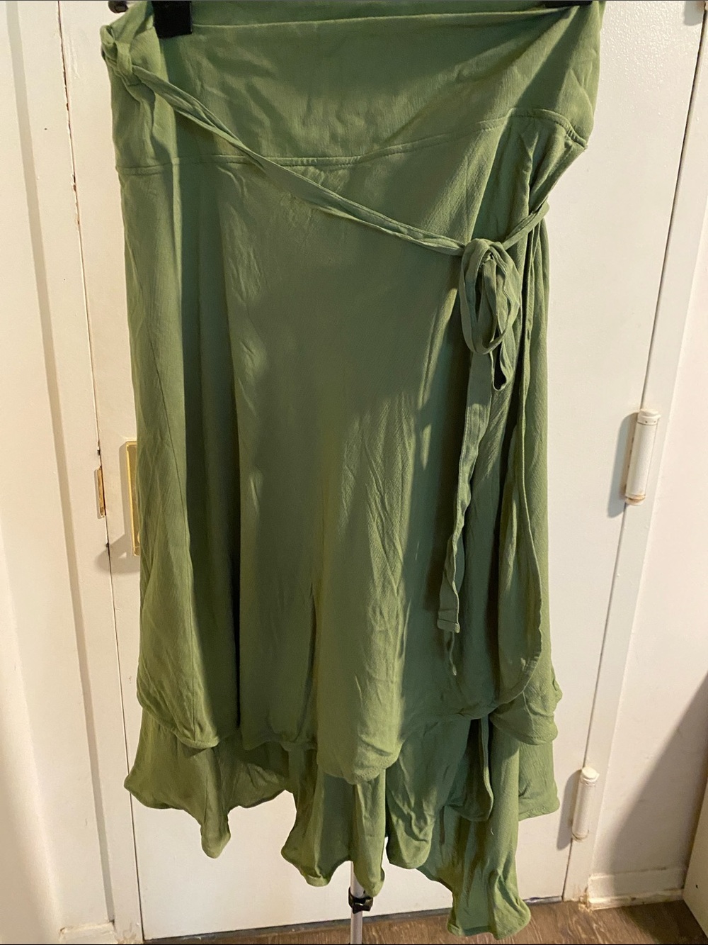 For days Olive Green Wrap Maxi Skirt with Ruffle Hem